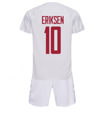Danmark Christian Eriksen #10 Bortaställ Barn VM 2022 Kortärmad (+ Korta byxor)